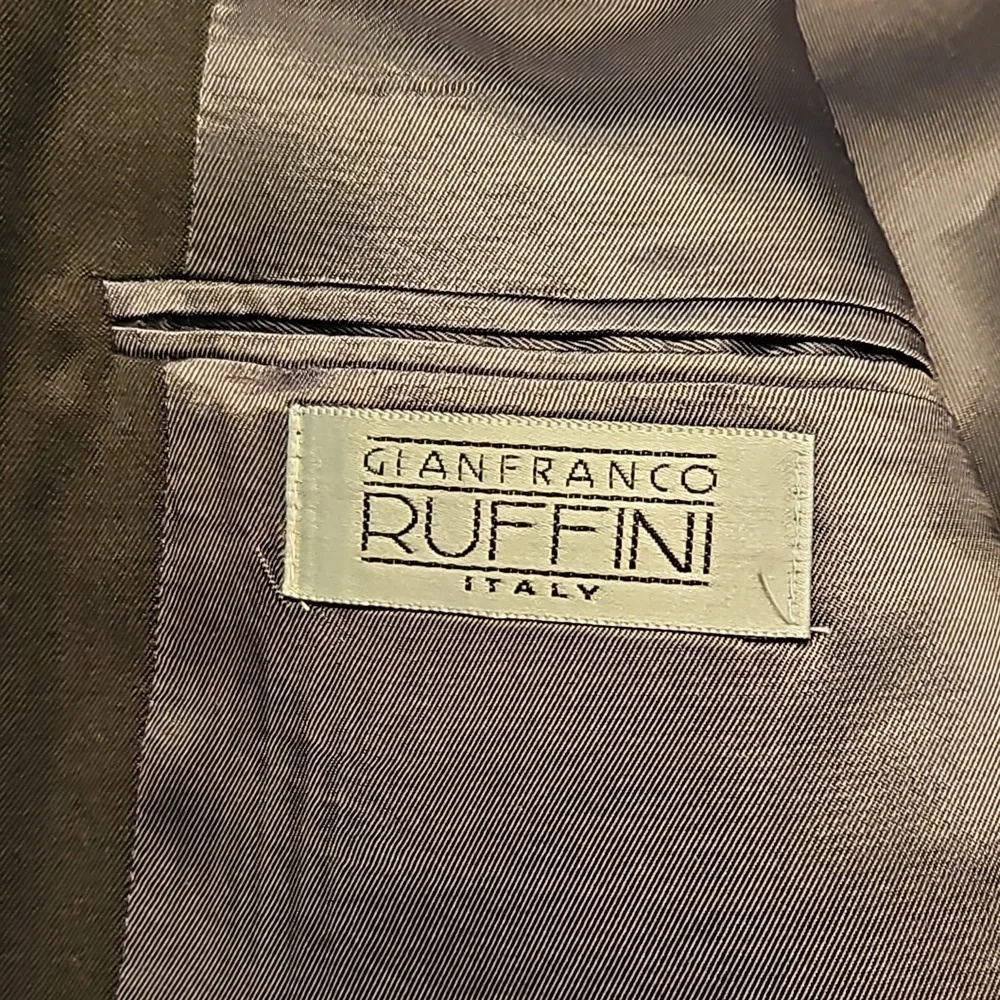 Gianfranco Ruffini Italy 100% Wool Double Breasted Olive Suit 43R / 35.5X31.25 - Picture 4 of 14